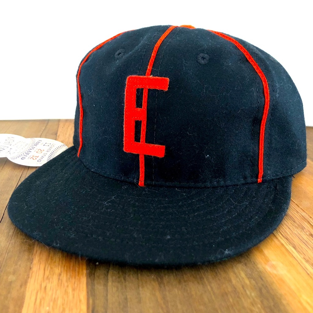 Ebbets Field Flannels Hat Black with Orange “E” and piping.